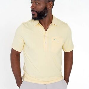 Críquet Performance Players Polo Shirt Mens L Yellow Short‎ Sleeve Pocket Logo